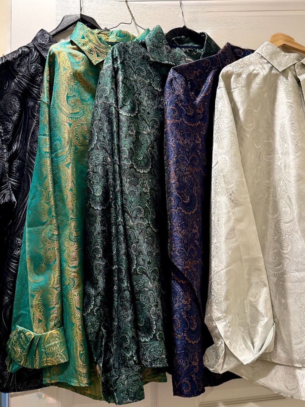 LOT 5 Barry Wang XXL Men’s Silk Blend Paisley Dress Shirts Bundle 2XL